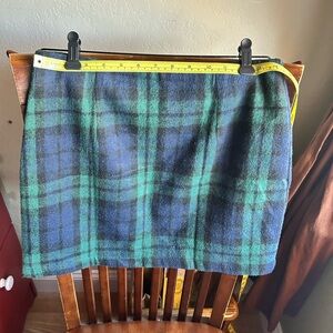 Plaid Wool Skirt in Green and Blue NWOT